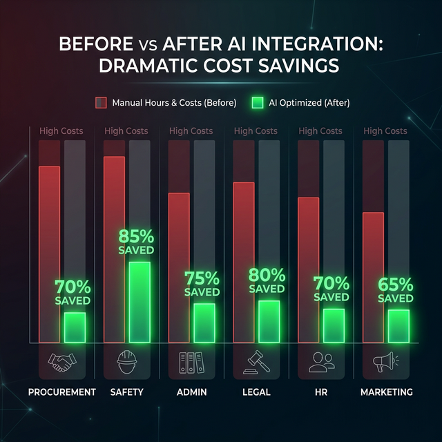 Before vs After AI Integration — Cost Savings by Department